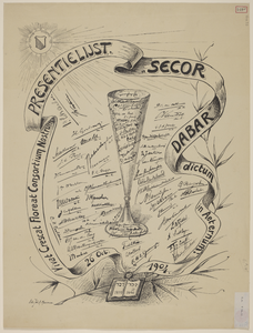 217272 Presentielijst met de handtekeningen van de aanwezigen bij de viering van het lustrum van het ...